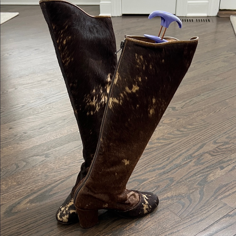 Brown and Tan Knee-cow leather High Boots